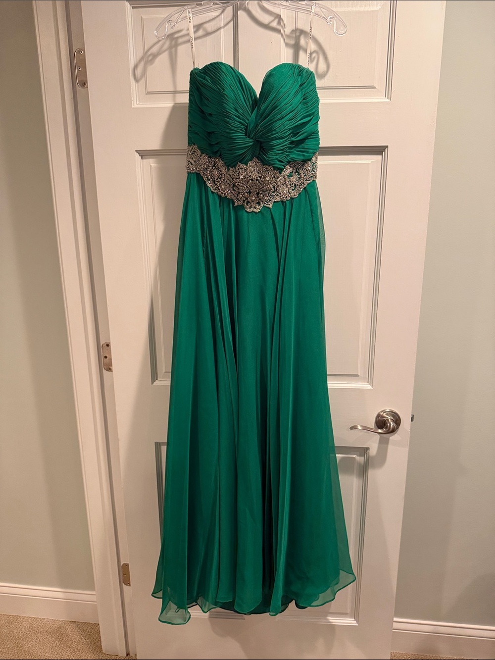 Jovani Satin Emerald Green Evening Dress